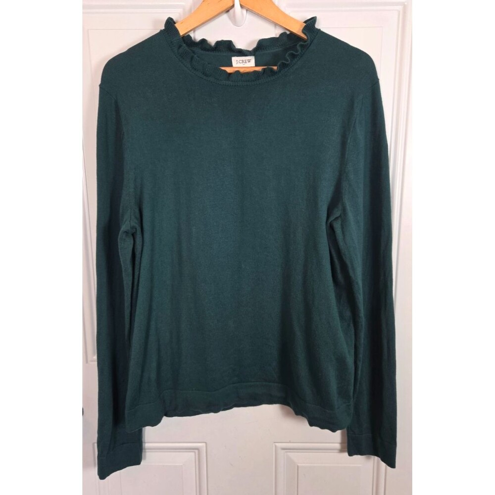J. Crew Womens Ruffle Neck Pullover Sweater Size XL